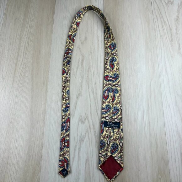 Polo By Ralph Lauren Mens Multicolor Paisley Print Designer Board Tie 58x35 In - Picture 6 of 13
